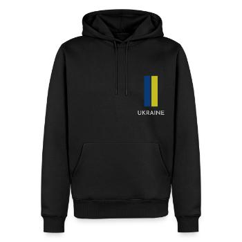 Drapeau ukrainien, fierté ukrainienne - Sweat à capuche Premium bio Homme - noir - Devant - Nico (187cm)