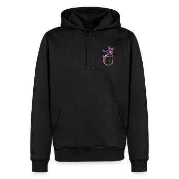 Alpaga dans un look de poche - poche poitrine - Sweat à capuche Premium bio Homme - noir - Devant - Nico (187cm)