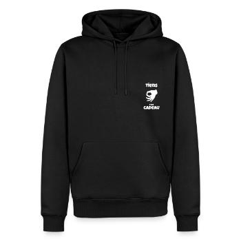 Jeu du rond - pitou - cadeau blague - Sweat à capuche Premium bio Homme - noir - Devant - Nico (187cm)