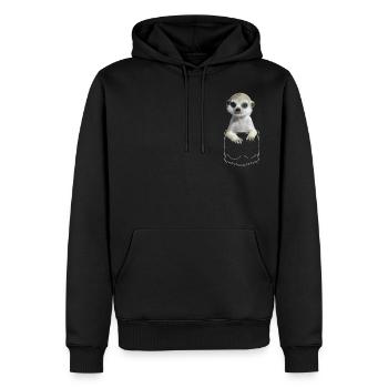 Erdmännchen Meerkat in Brusttasche Hemdtasche - Männer Premium Bio Hoodie - Schwarz - Vorne - Nico (187cm)