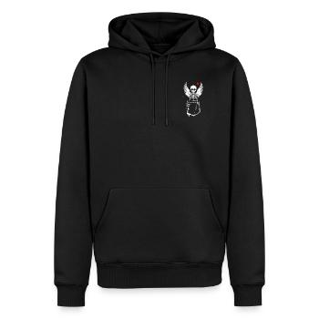 Skeleton in love with wings and hearts in pocket - Men’s Premium Organic Hoodie - black - Front - Nico (187cm)