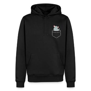 Chinchilla - Dans la poche poitrine / poche chemise - Sweat à capuche Premium bio Homme - noir - Devant - Nico (187cm)