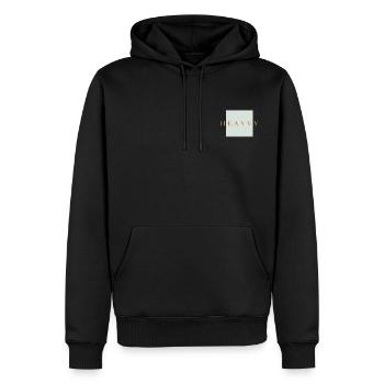 HEAYVY marron et bleu ciel - Sweat à capuche Premium bio Homme - noir - Devant - Nico (187cm)
