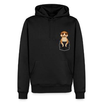 Suricate suricate dans la poche de poitrine - Sweat à capuche Premium bio Homme - noir - Devant - Nico (187cm)