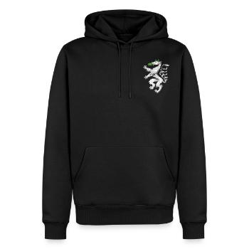 Styria - Men’s Premium Organic Hoodie - black - Front - Nico (187cm)