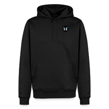 Logo H Blau - Runde Schwarz - Männer Premium Bio Hoodie - Schwarz - Vorne - Nico (187cm)