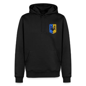 Ukraine Wappen Unterstütung - Männer Premium Bio Hoodie - Schwarz - Vorne - Nico (187cm)