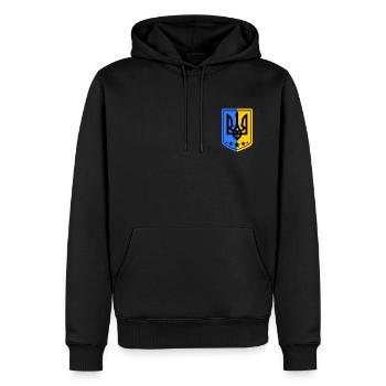 Ukraine Ukrainian Coat of Arms Support - Men’s Premium Organic Hoodie - black - Front - Nico (187cm)