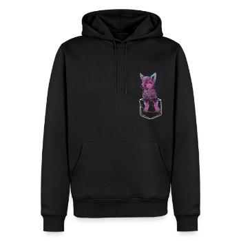 pinker Baby Wolf im Taschenformat - Männer Premium Bio Hoodie - Schwarz - Vorne - Nico (187cm)