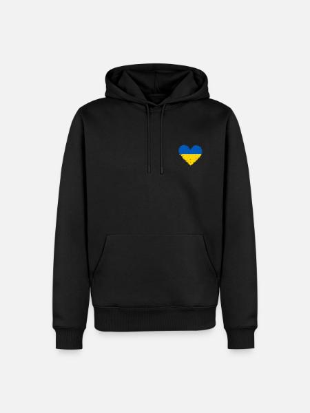 Ukraine Heart Flag - Men’s Premium Organic Hoodie - black