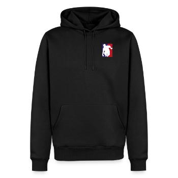 Logo pétanque - Sweat à capuche Premium bio Homme - noir - Devant - Nico (187cm)