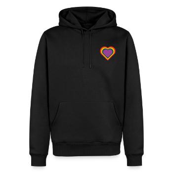 Regenbogen-Herz - Männer Premium Bio Hoodie - Schwarz - Vorne - Nico (187cm)