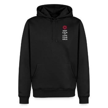 Keep Calm and Love your Virus - Männer Premium Bio Hoodie - Schwarz - Vorne - Nico (187cm)