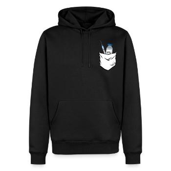 Pocket Vaccine Humor Impfung - Männer Premium Bio Hoodie - Schwarz - Vorne - Nico (187cm)