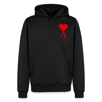 Heart with initial letter A - Men’s Premium Organic Hoodie - black - Front - Nico (187cm)
