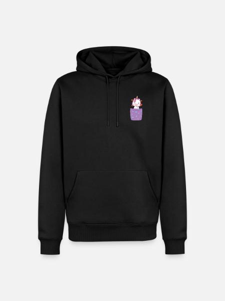 Einhorn in Brusttasche - Männer Premium Bio Hoodie - Schwarz