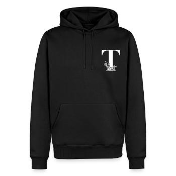 Buchstabe T - Männer Premium Bio Hoodie - Schwarz - Vorne - Nico (187cm)