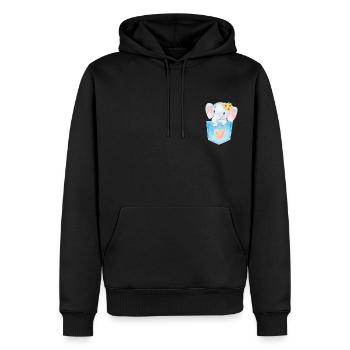 Baby-Elefant in Brusttasche Kawaii-Elefant - Männer Premium Bio Hoodie - Schwarz - Vorne - Nico (187cm)