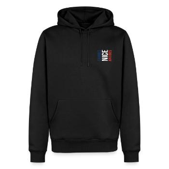 Cannes Nice Antibes (cadeau du Sud de la France) - Sweat à capuche Premium bio Homme - noir - Devant - Nico (187cm)