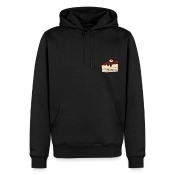 Mokka-Kuchenstück, lecker! - Männer Premium Bio Hoodie - Schwarz - Vorne - Nico (187cm)