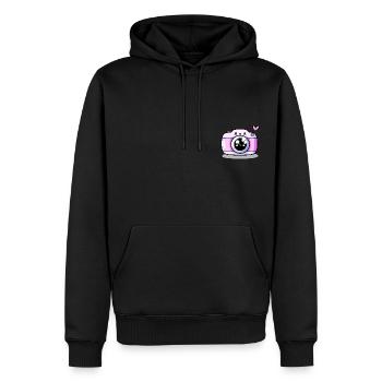 Rosa Kamera-Freundin! - Männer Premium Bio Hoodie - Schwarz - Vorne - Nico (187cm)