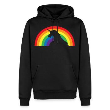 Unicorn and Rainbow - Sweat à capuche Premium bio Homme - noir - Devant - Nico (187cm)