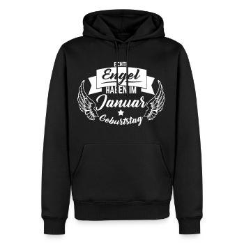 JANUAR GEBURTSTAG ENGEL - Männer Premium Bio Hoodie - Schwarz - Vorne - Nico (187cm)
