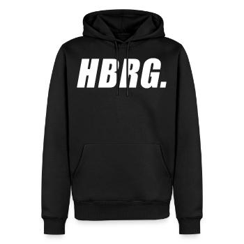 Cool Hamburg T Shirt - Men’s Premium Organic Hoodie - black - Front - Nico (187cm)