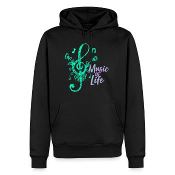 Musique musicien notes de musique cadeau clef - Sweat à capuche Premium bio Homme - noir - Devant - Nico (187cm)