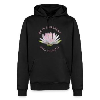 Yoga Lotus Fleurs Méditation Yogilates Bouddhisme - Sweat à capuche Premium bio Homme - noir - Devant - Nico (187cm)