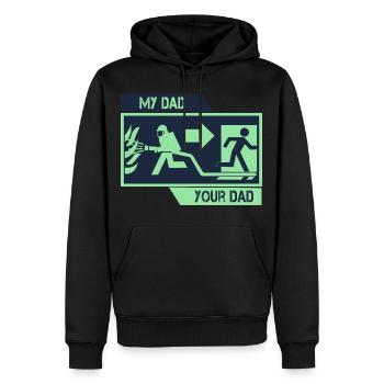 Pompier papa enfant fierté idée cadeau - Sweat à capuche Premium bio Homme - noir - Devant - Nico (187cm)