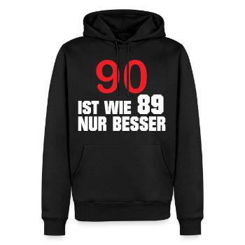90 c'est comme 89 seulement mieux - 90e anniversaire - Sweat à capuche Premium bio Homme - noir - Devant - Nico (187cm)
