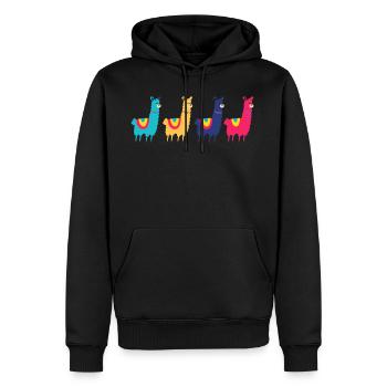 Alpaka - Männer Premium Bio Hoodie - Schwarz - Vorne - Nico (187cm)