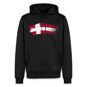 Danemark pays drapeau maison cadeau - Sweat à capuche Premium bio Homme - noir - Devant - Nico (187cm)