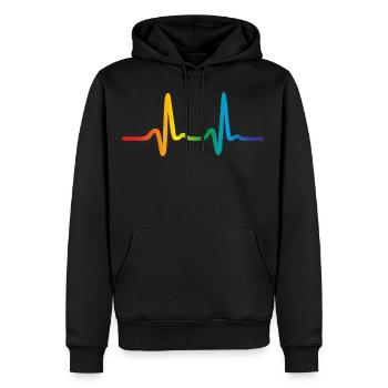 Rainbow Heartbeat, Lgbt Pride Ecg Pulse - Sweat à capuche Premium bio Homme - noir - Devant - Nico (187cm)