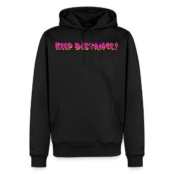 Keep Distance! - Männer Premium Bio Hoodie - Schwarz - Vorne - Nico (187cm)