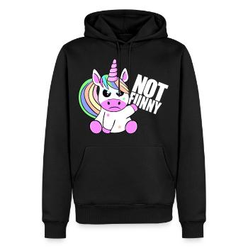 Licorne, pas drôle. Ce n'est pas drôle. - Sweat à capuche Premium bio Homme - noir - Devant - Nico (187cm)