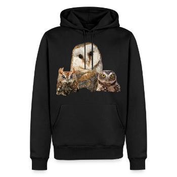 Scops Eule, kleine Eule und Eule - Männer Premium Bio Hoodie - Schwarz - Vorne - Nico (187cm)