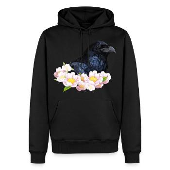 Corbeau - Sweat à capuche Premium bio Homme - noir - Devant - Nico (187cm)