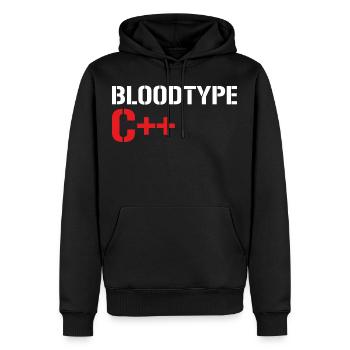 Informatik Programmierer Bloodtype C++ Spruch - Männer Premium Bio Hoodie - Schwarz - Vorne - Nico (187cm)