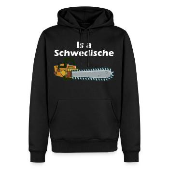 "Is a Schwedische" bayrischer Spruch für Brennholz - Männer Premium Bio Hoodie - Schwarz - Vorne - Nico (187cm)