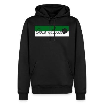 ONE LOVE - Männer Premium Bio Hoodie - Schwarz - Vorne - Nico (187cm)