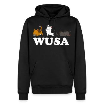 Chat de Wusa - Sweat à capuche Premium bio Homme - noir - Devant - Nico (187cm)
