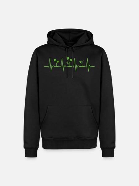 Plants Vegan Vegetarian Heartbeat - Men’s Premium Organic Hoodie - black