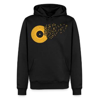 Vinyle Musique Partitions Disque disque DJ Platine - Sweat à capuche Premium bio Homme - noir - Devant - Nico (187cm)