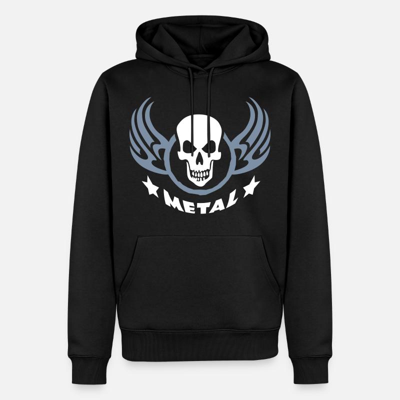 metal_wing_skull_b_2c - Sweat à capuche Premium bio Homme - noir