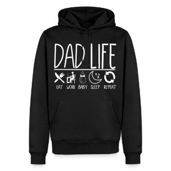 Dad Life Eat Work Baby Repeat - Männer Premium Bio Hoodie - Schwarz - Vorne - Nico (187cm)