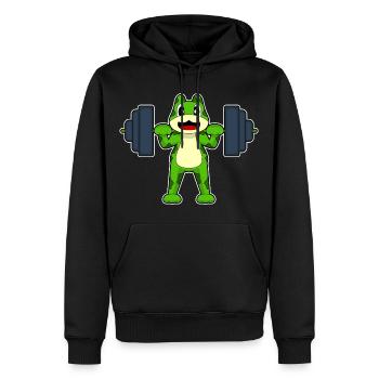 Frosch Bodybuilder Langhantel Bodybuilding - Männer Premium Bio Hoodie - Schwarz - Vorne - Nico (187cm)