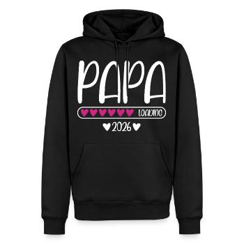 Papa 2026 loading - Männer Premium Bio Hoodie - Schwarz - Vorne - Nico (187cm)