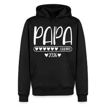 Papa 2026 chargement - Sweat à capuche Premium bio Homme - noir - Devant - Nico (187cm)